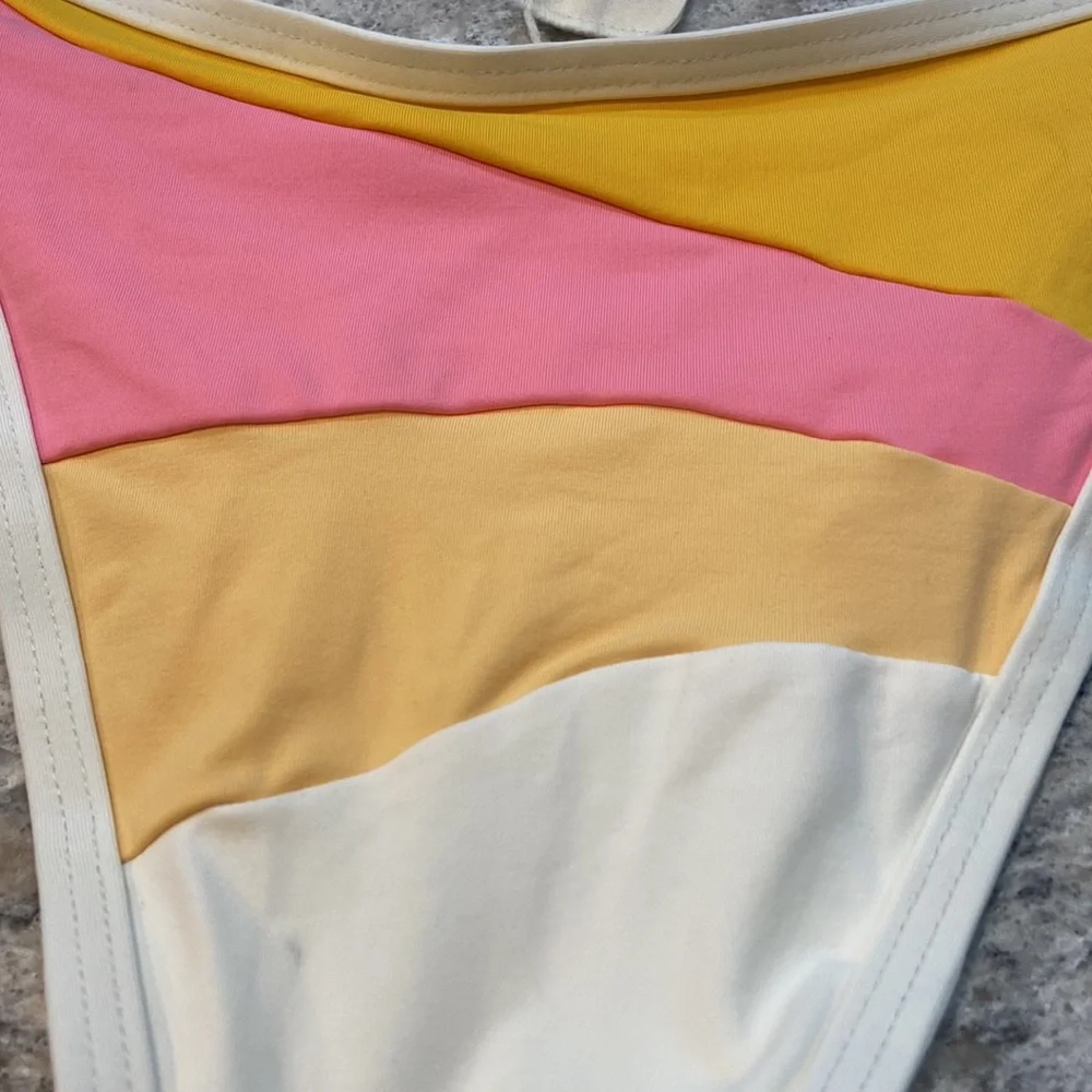 L*Space Daybreak Bitsy Bikini Bottom Medium Colorblock High Leg NWT